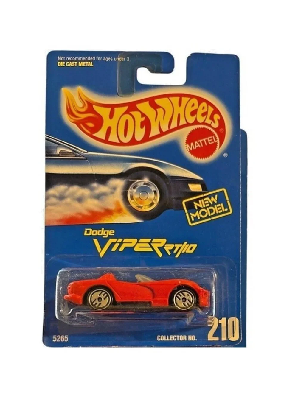 Vintage Hot Wheel Die Cast 1993 Dodge Viper RT/10 Collector No. 210 Red Car NEW